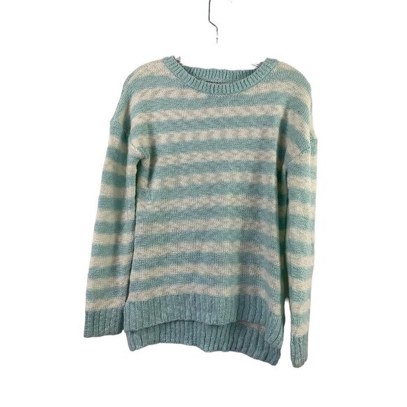 By Design Sweaters - By Design Women's Aqua Blue & White Knitted Sweater